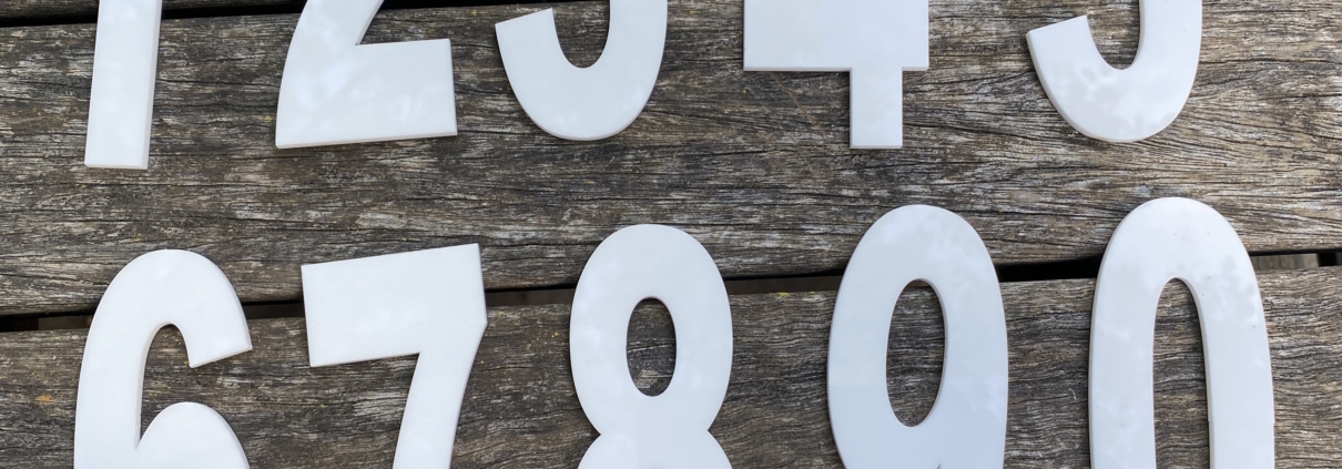 Numbers - Arial White 100mm Numbers - Arial White 100mm
