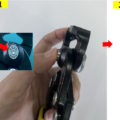 1. Push in the knob at rear of the tool