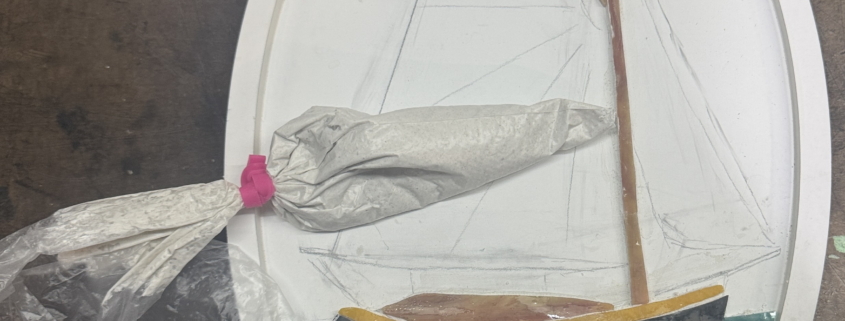 Mixed adhesive in a baggie